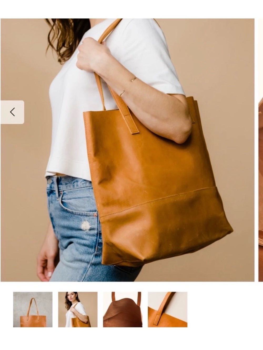 NEW ABLE Mayume Tan Leather Tote Bag 17” x 14” x 6” with 10” Drop - Picture 9 of 9